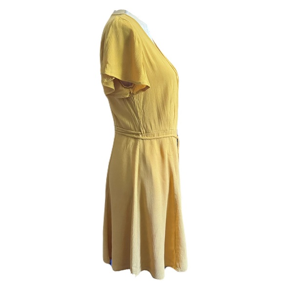 Lulus Mustard Yellow Wrap Dress Size M - Picture 5 of 14